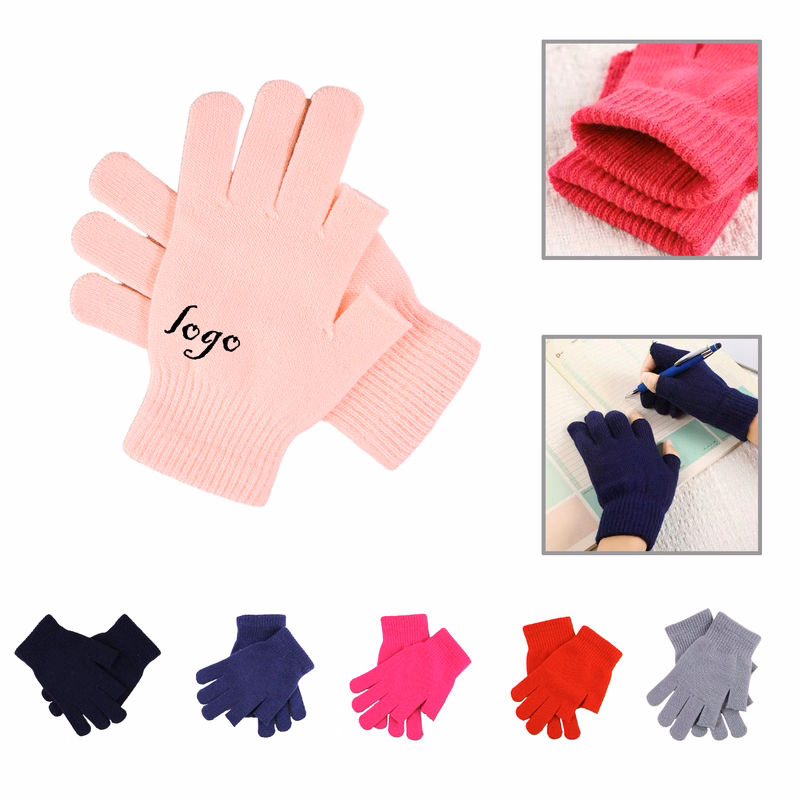 MOQ100 Winter Knitted Two-Finger Half Gloves