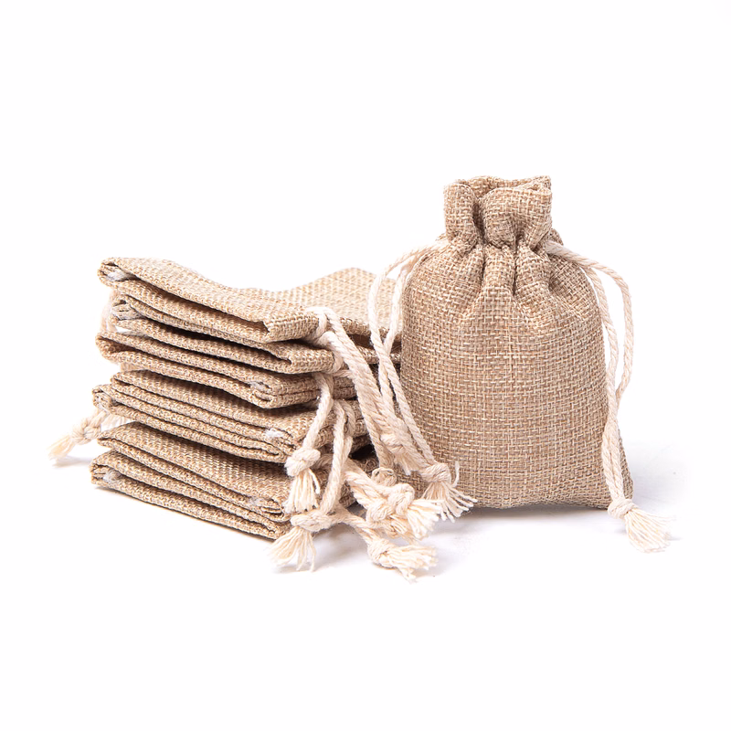 2 3/4" X 3 7/8" Burlap Drawstring Bag