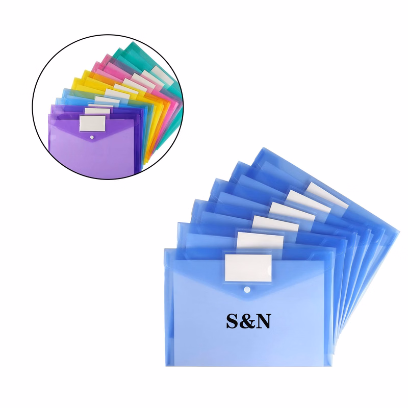 PP Snap Button Transparent Storage Document Bag