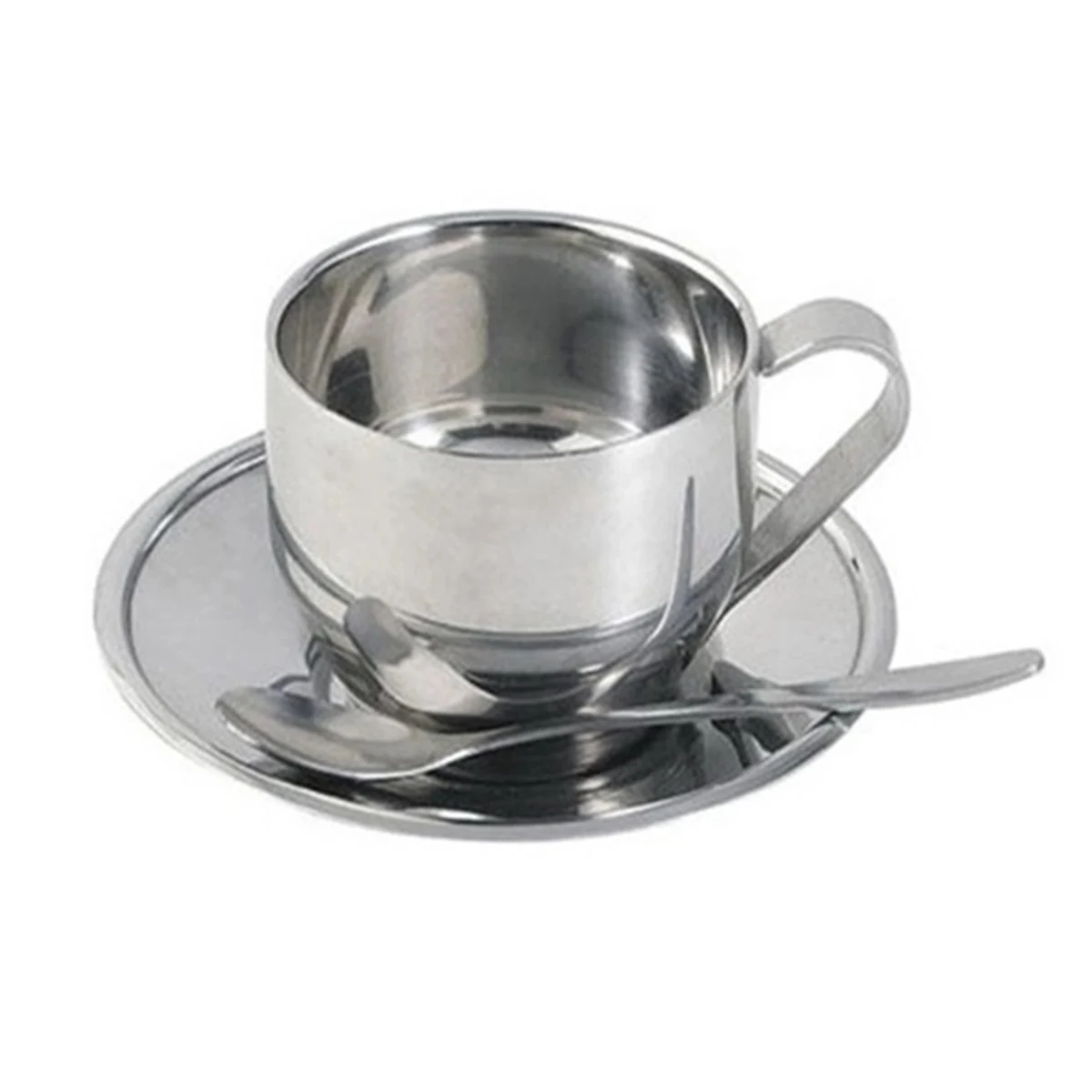 Stainless Steel Coffee Cup With Saucer 1