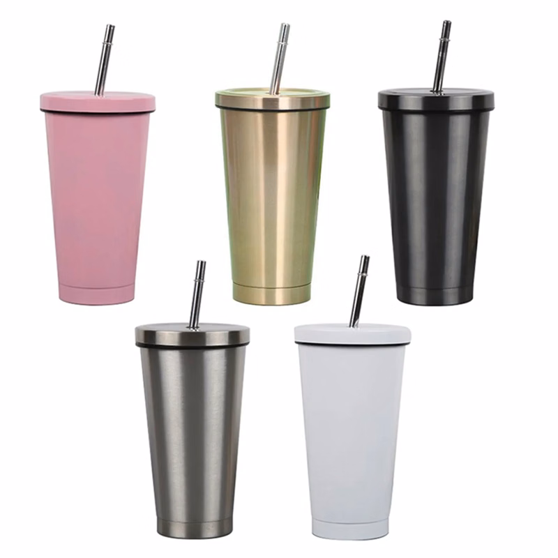 17 oz Custom Stainless Steel Tumbler with Lid & Straw
