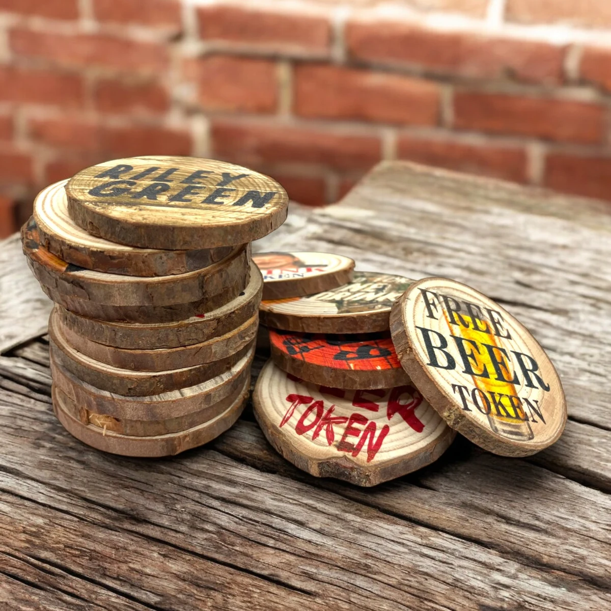 Wood Slice Token with Bark 1