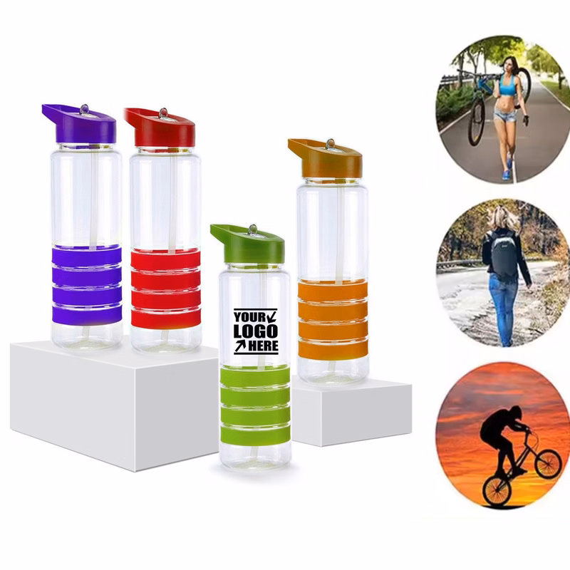 Portable Plastic Water Bottle with Straw