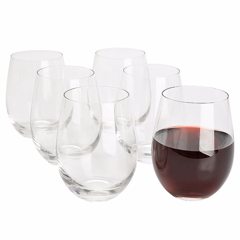 Stemless plastic wine glasses