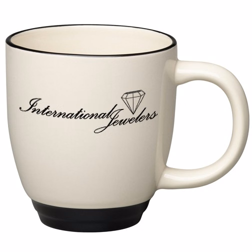 14 oz. Almond with Black Lip and Base Accent Bistro Mug