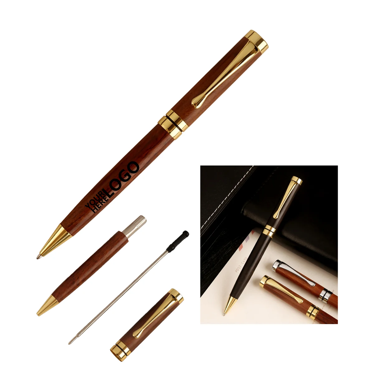 Brass and Sandalwood Business Commemorative Ballpoint Pen 1