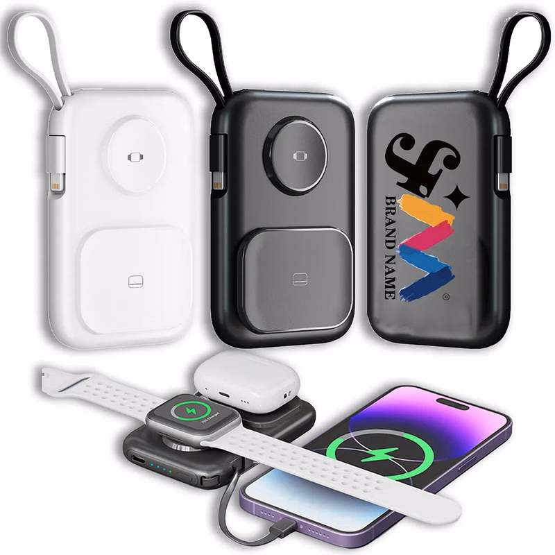 3 In 1 5000mAh Portable Power Bank With Built In Cables