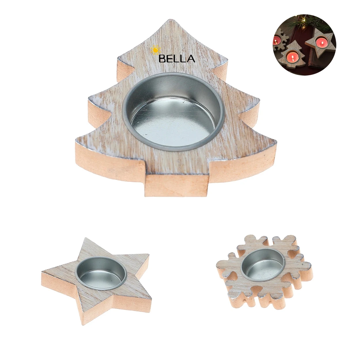 Christmas Wooden Snowflake Candlestick 1