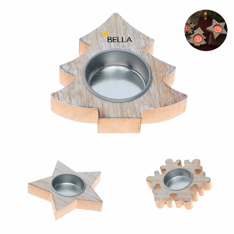 Christmas Wooden Snowflake Candlestick