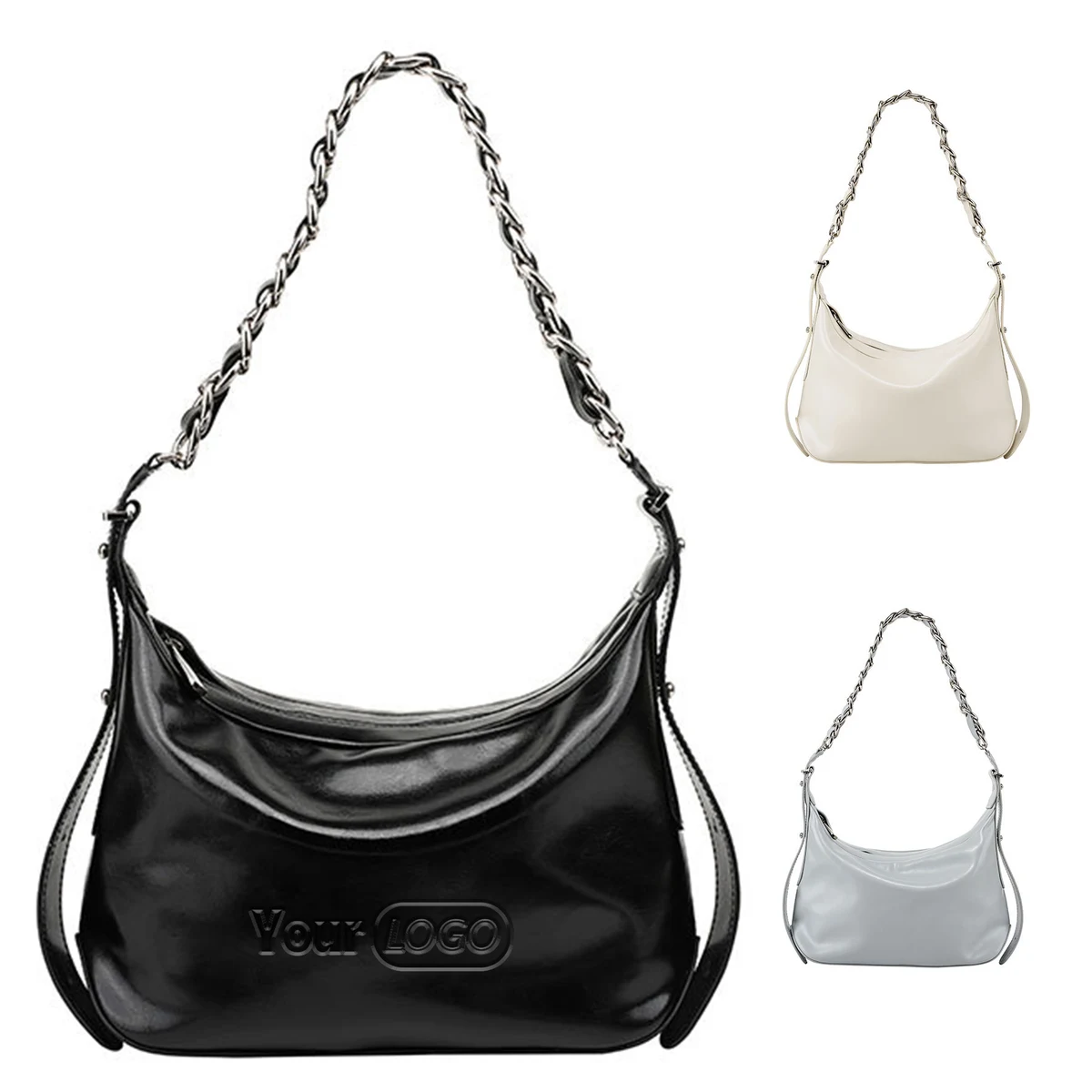 Genuine Leather Clutch Crossbody Bag with Chain 1