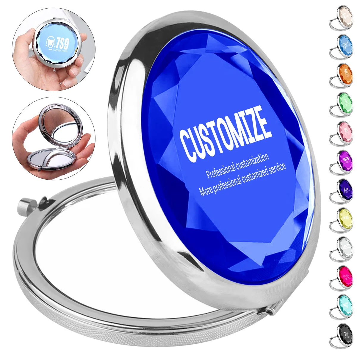 Portable Crystal Folding Makeup Mirror 1