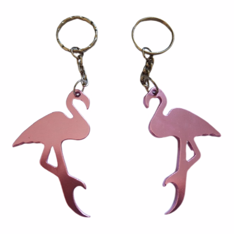 Flamingo Shaped Bottle Opener with Keychains