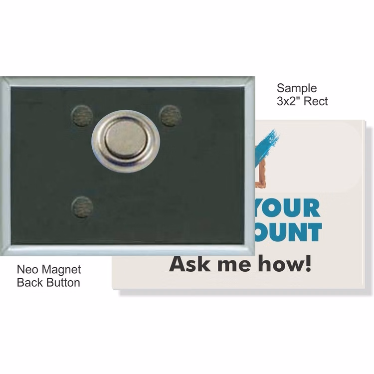 Neo Magnet 3 X 2 Inch Rectangular Button