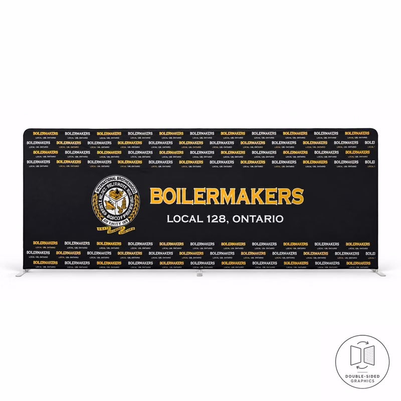 20'W x 8'H EuroFit Tension Fabric Straight Wall Kit, Double Sided Graphics, Superior Blockout Fabric