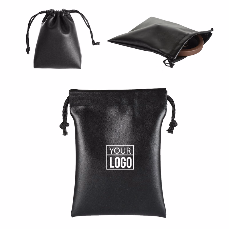 PU Leather Drawstring Jewelry Pouch Bag