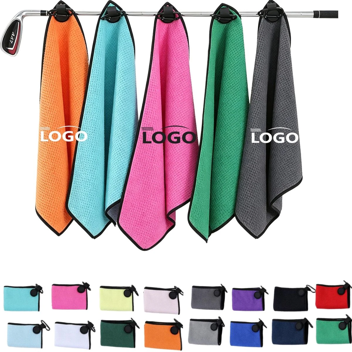 Custom Magnetic Microfiber Waffle Golf Towel 1