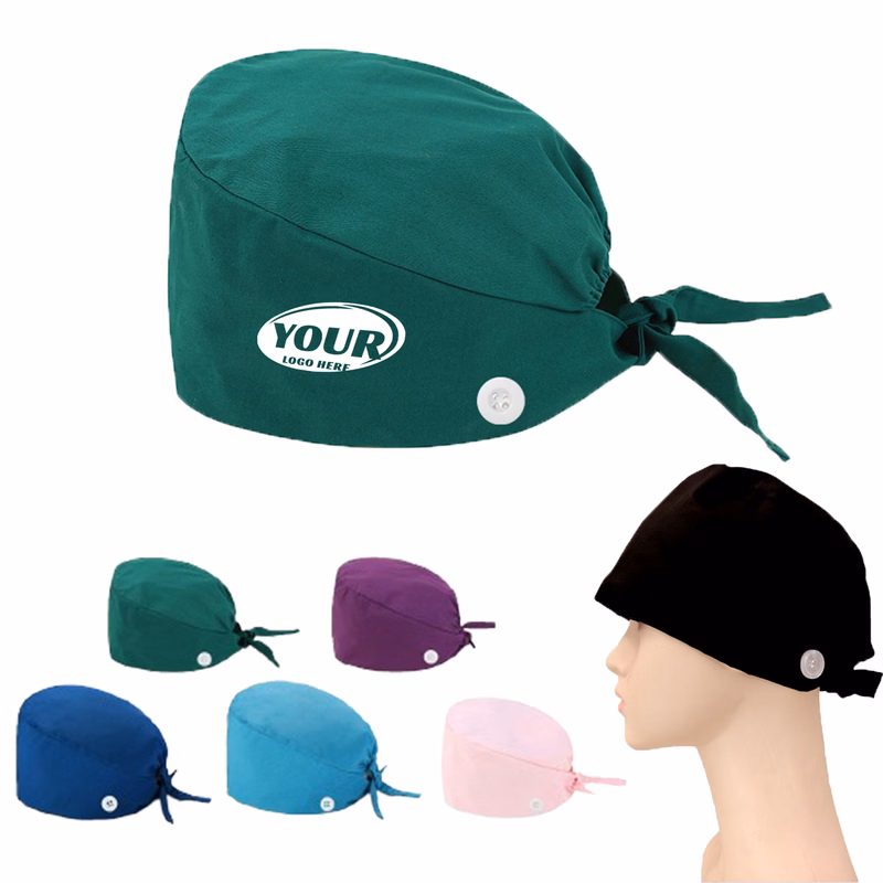 Buttoned Nurse Scrub Cap for Healthcare