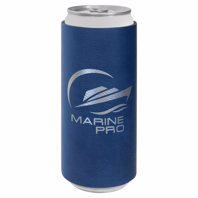 Blue/Silver Leatherette Slim Beverage Holder