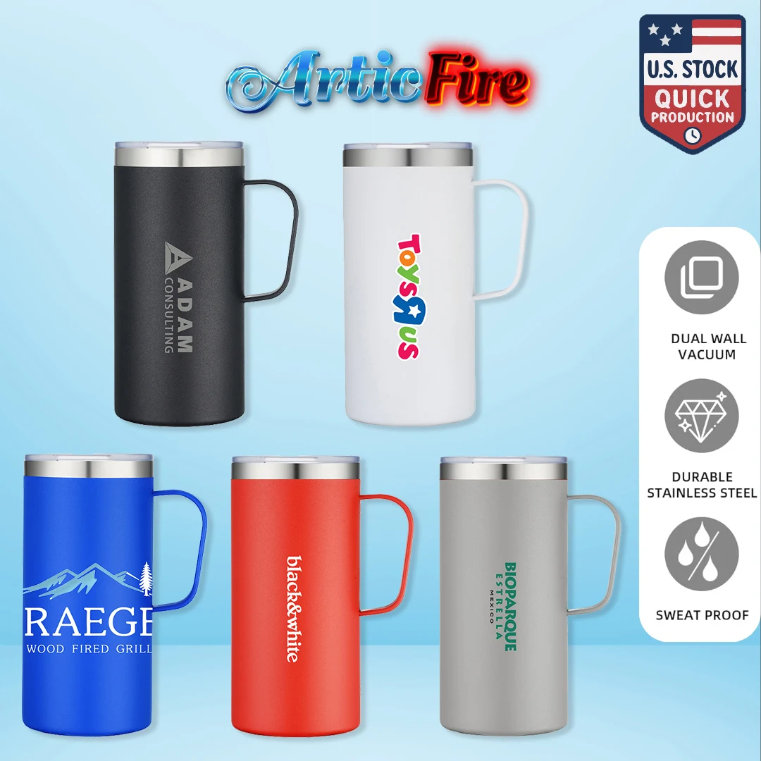 ArticFire 20oz Tall Vacuum Insulated Travel / Camping Mug With Handle 1