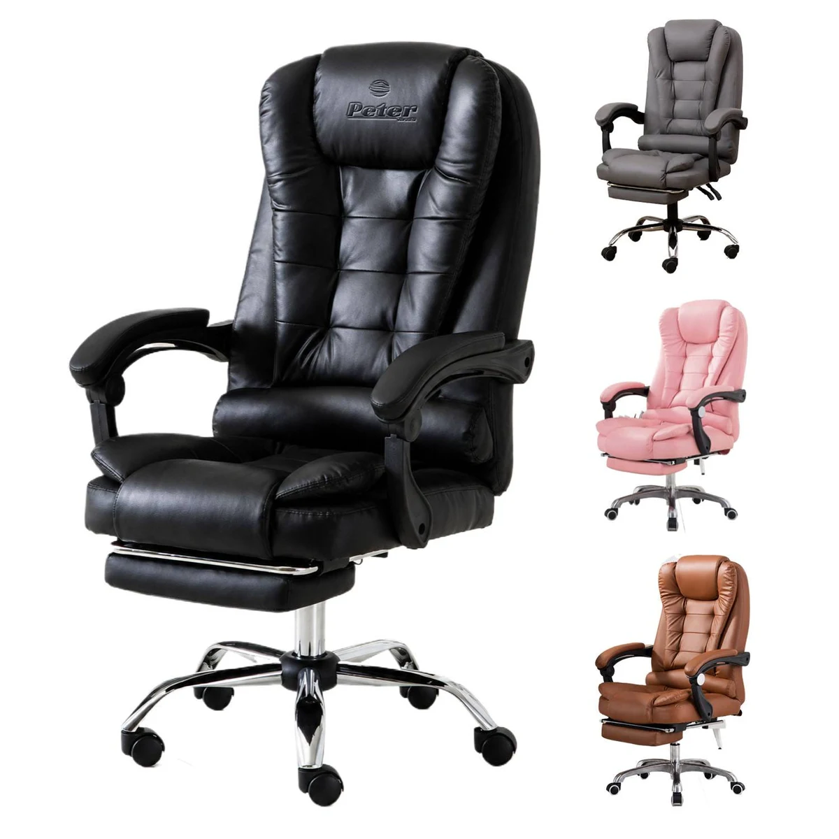 Adjustable Swivel Office Chair with Footrest 1