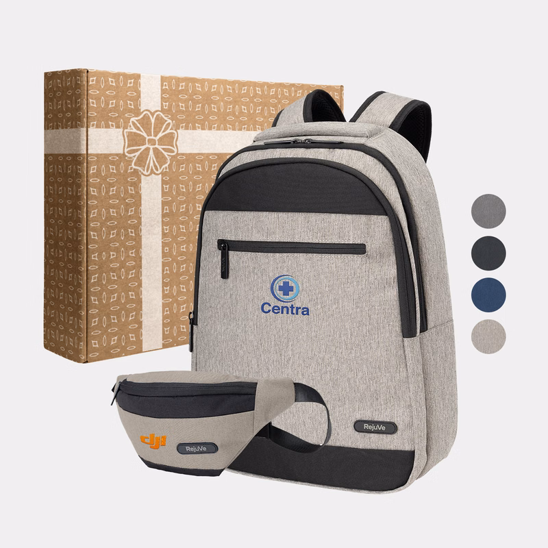 RejuVe® MILANO Heather Executive Business Backpack & MILANO Two-Tone Fanny Pack Gift Set