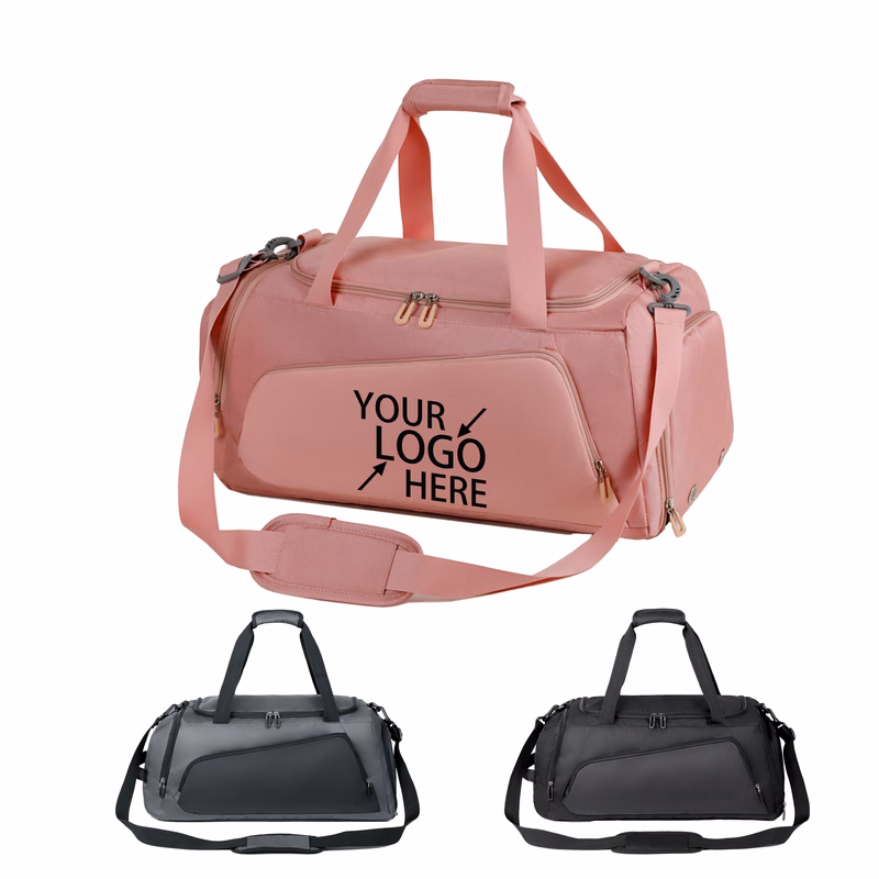 Polyester Travel Bag with Independent Shoe Compartment and Water-Repellent Design