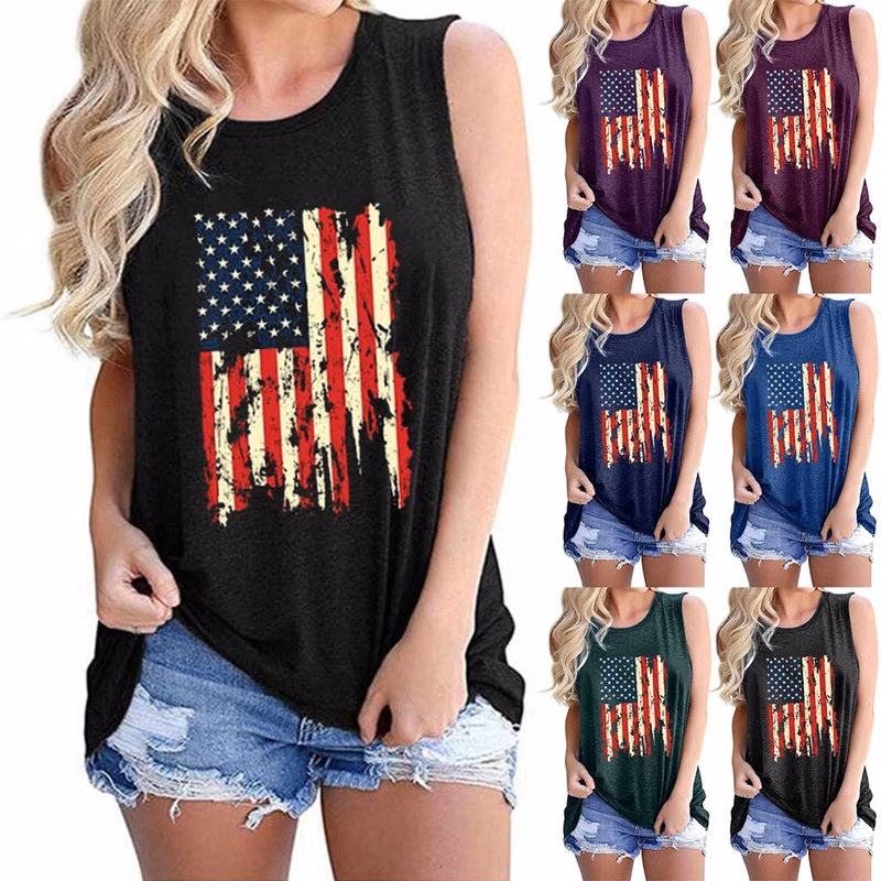 American Flag Tank Tops Women 4th of July Patriotic Shirt