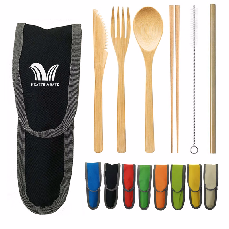 6 Pcs Bamboo Cutlery Set