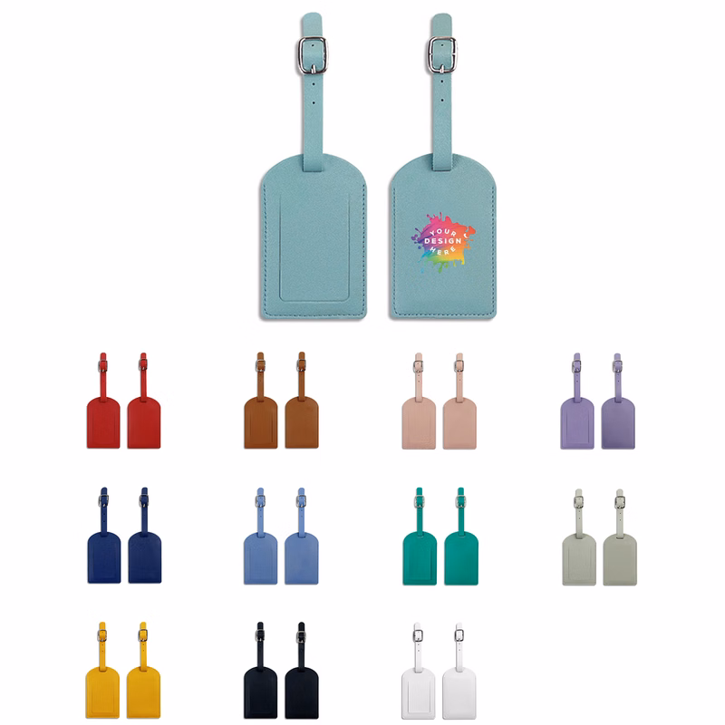 Custom Logo PU Leather Luggage Tag With Stitching
