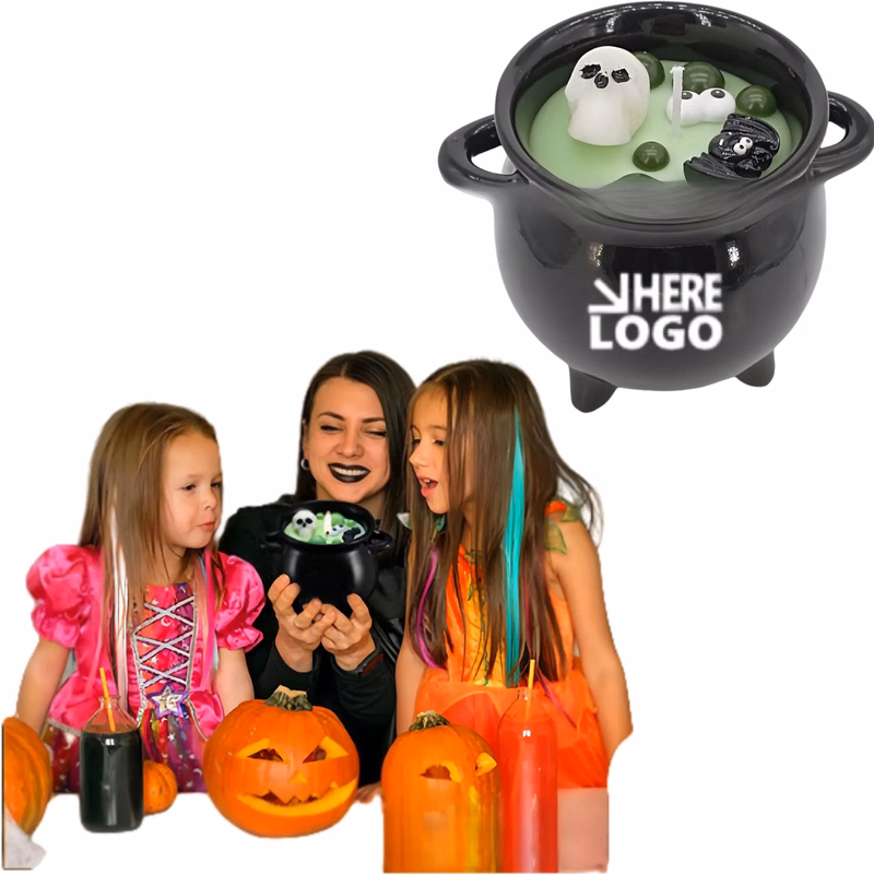 Spooky Witch Cauldron Candle Decor For Halloween Party