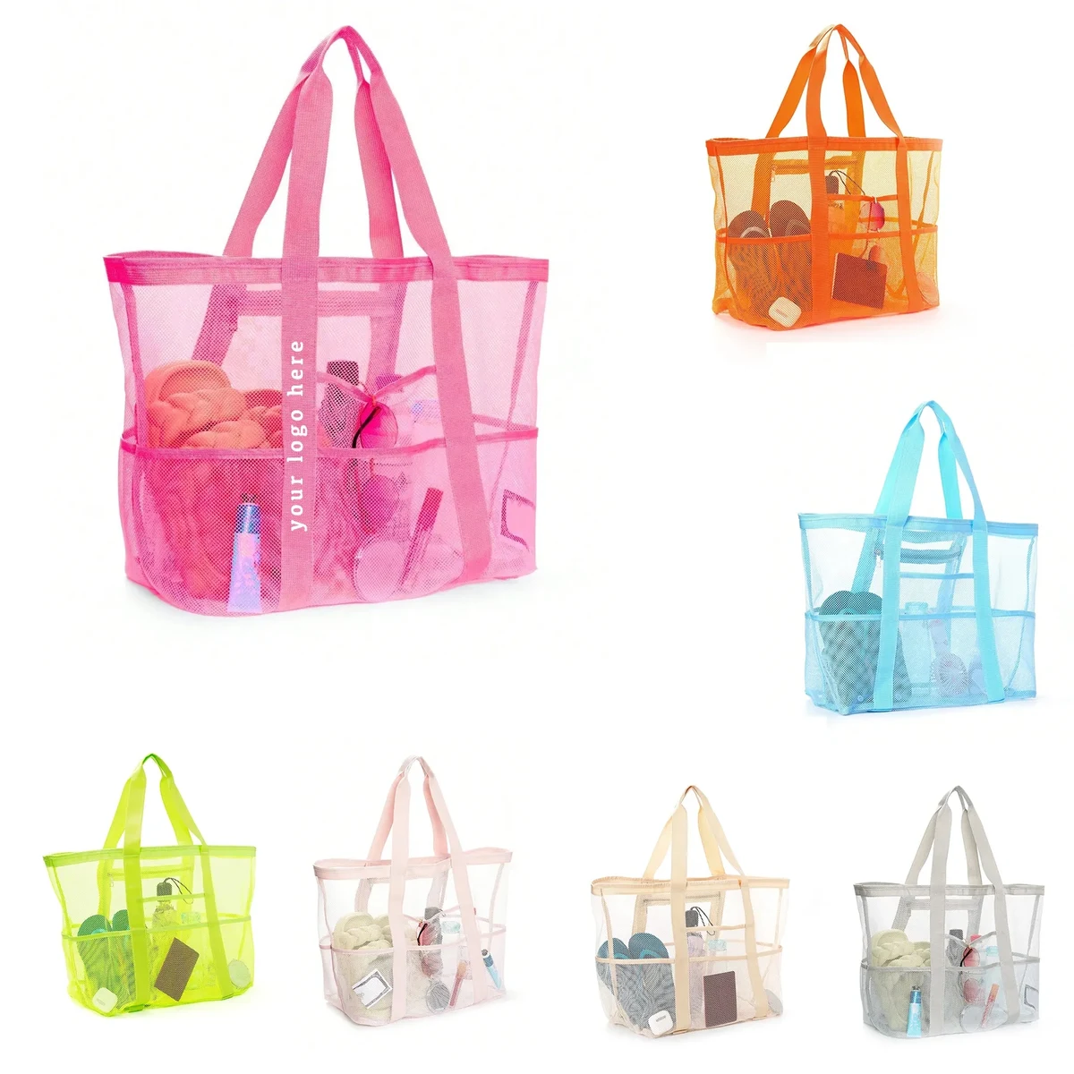 Mesh Beach Bag, custom tote bag with logo imprint 1