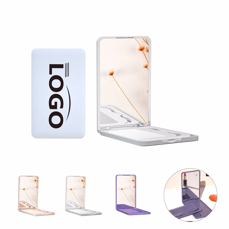 Travel Folding Mirror With Comb Compact Design