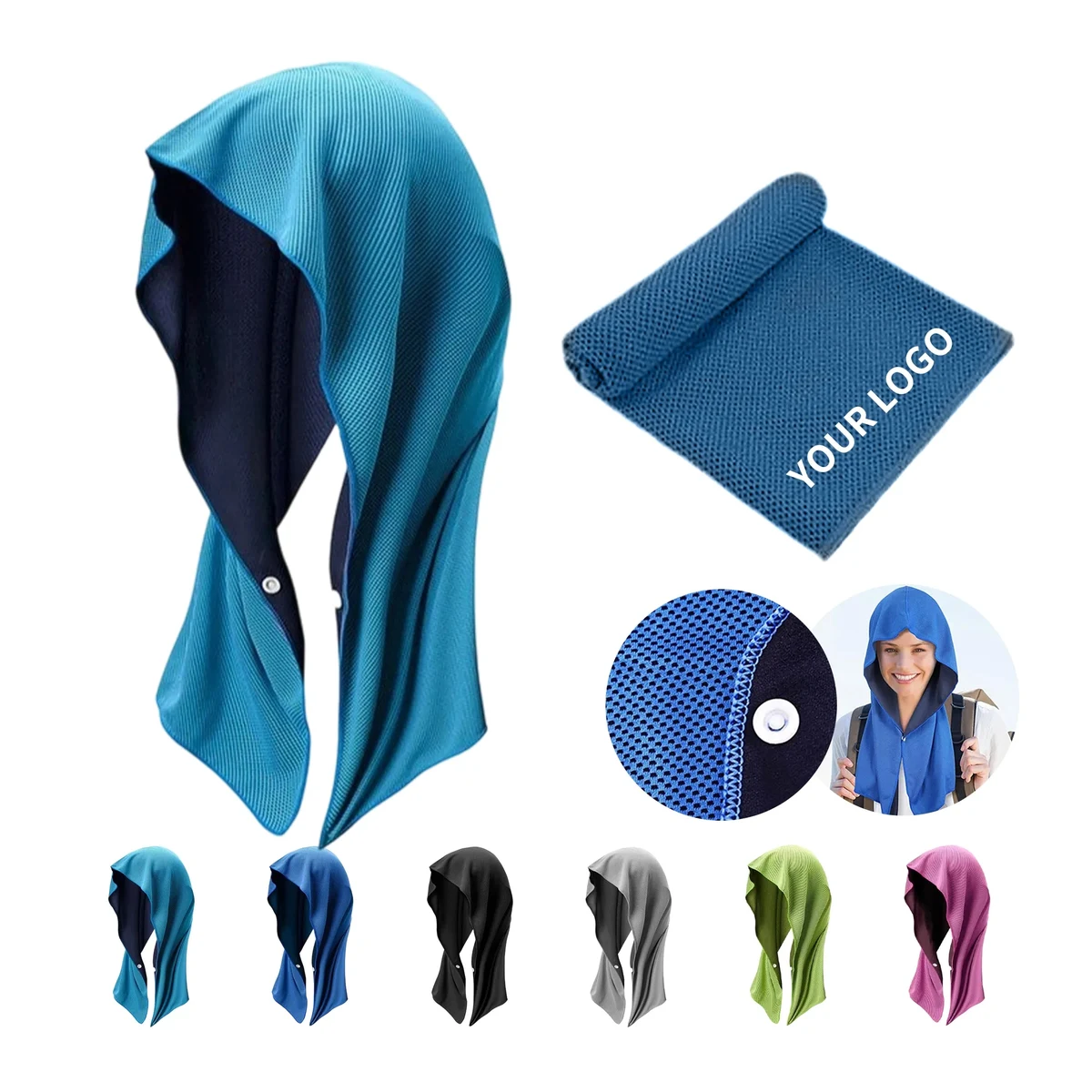 Microfiber Cooling Sports Towel with Button 1