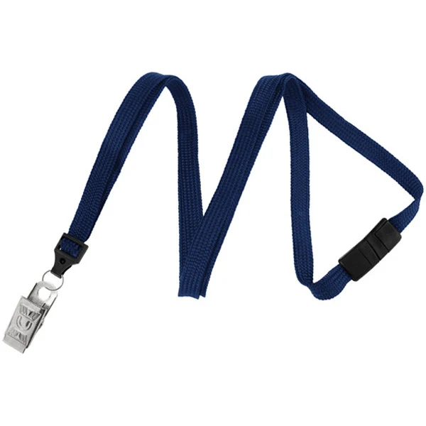 3/8" Breakaway Blank Lanyard w/Bulldog Clip (Navy Blue) 1