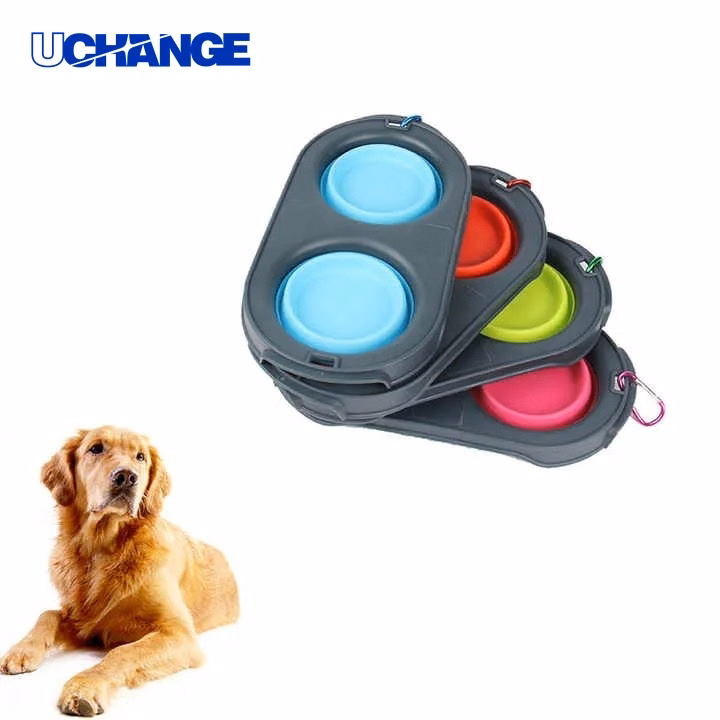 Double Bowl Collapsible Travel Pet Feeder Set