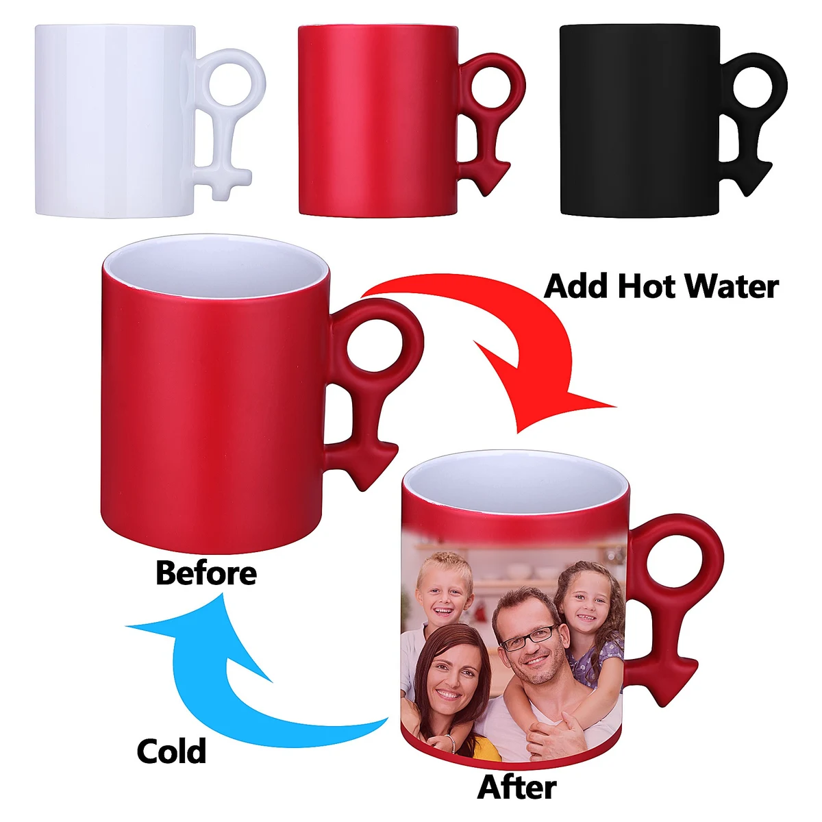 12 Oz. Magical Color Changing Mug Coffee Cup With Arrow Handle 1