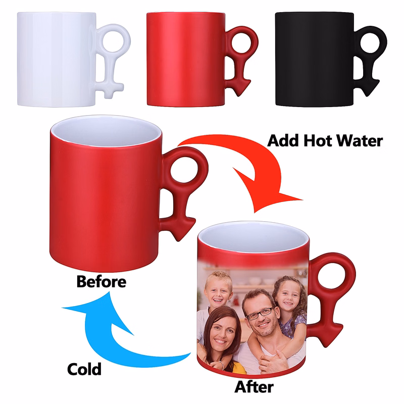 12 Oz. Magical Color Changing Mug Coffee Cup With Arrow Handle