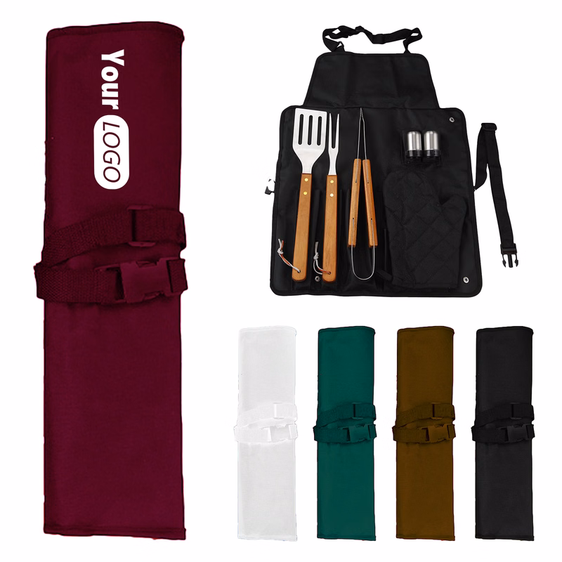 Oxford Complete Bbq Tool Set With Roll-Up Apron
