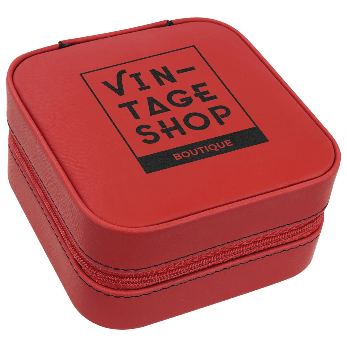 Red Leatherette Travel Jewelry Box 1
