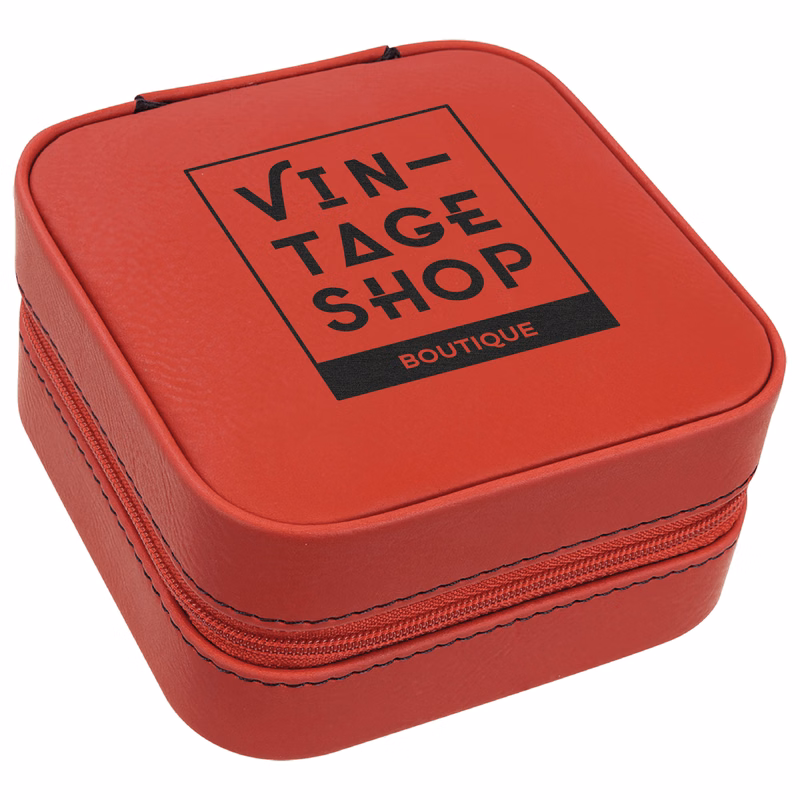 Red Leatherette Travel Jewelry Box