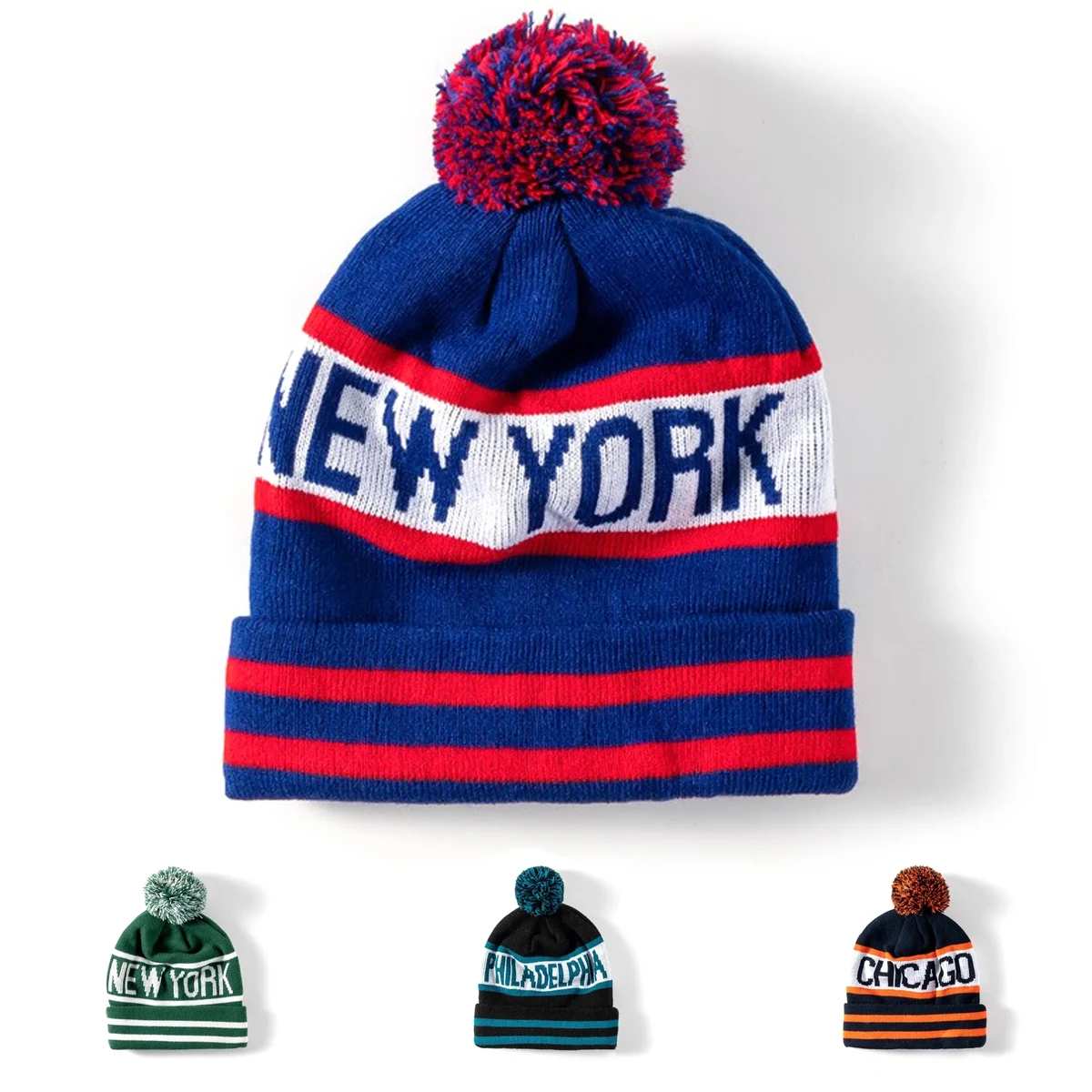 Pom Embroidered Knitted Beanie 1
