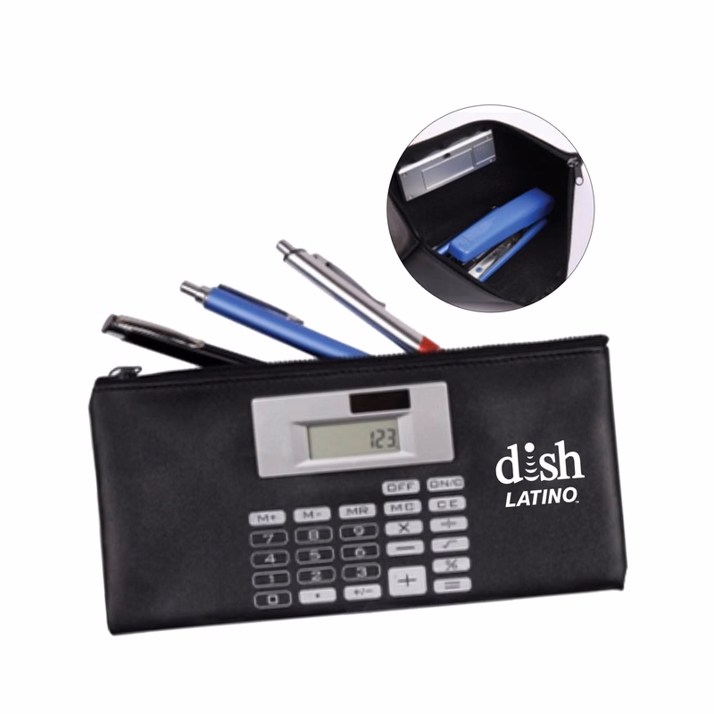 Solar powered calculator money bag wallet