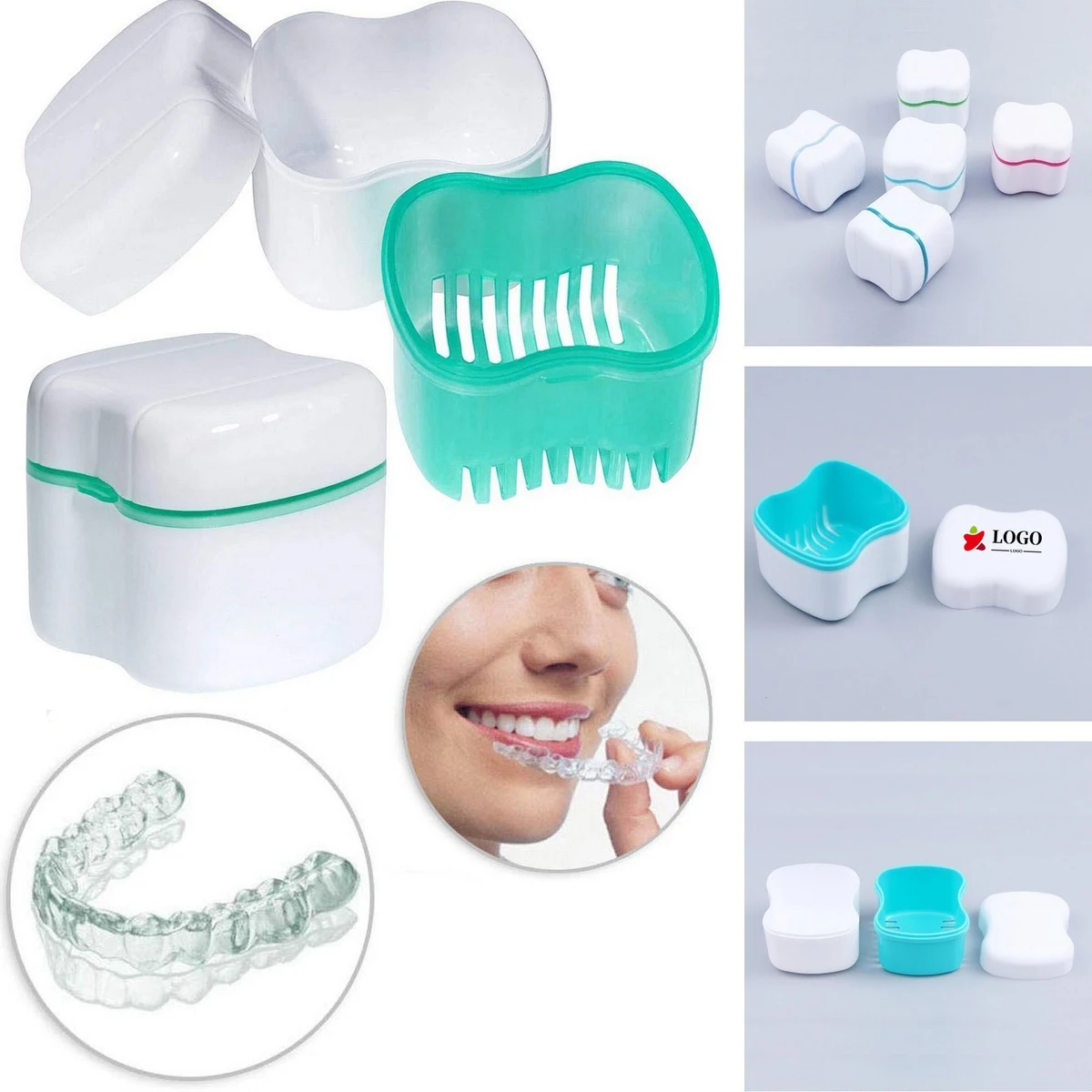 Denture Bath Case With Basket Retainer Soaking Box 1