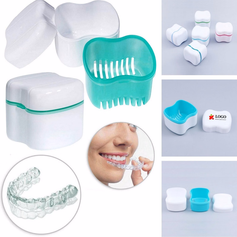 Denture Bath Case With Basket Retainer Soaking Box