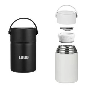 850ml Stainless Steel Food Cup With Double Wall Insulation Foldable Spoon 1