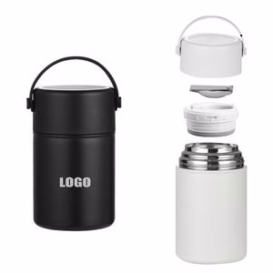 850ml Stainless Steel Food Cup With Double Wall Insulation Foldable Spoon