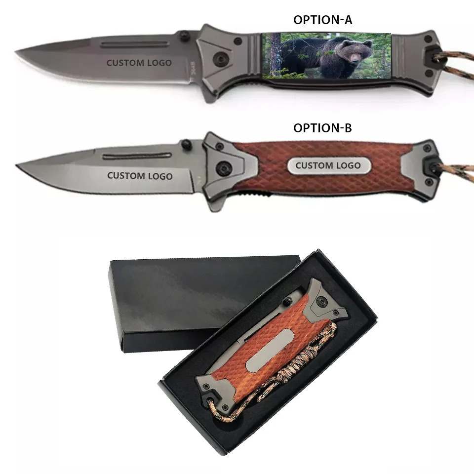 ApexBlade - Wood Folding Tactical Pocket Knife With Stainless Steel Blade With Clip 1