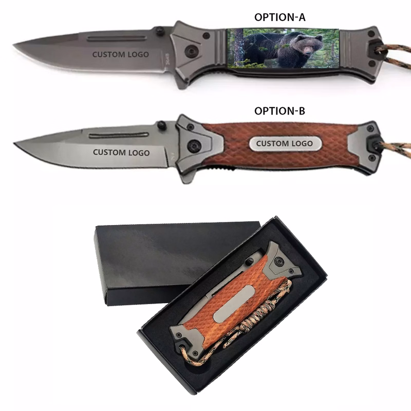 ApexBlade - Wood Folding Tactical Pocket Knife With Stainless Steel Blade With Clip