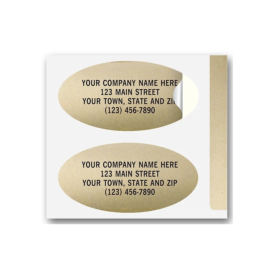 Advertising Labels, Padded, Paper, Gold Foil, Oval 1