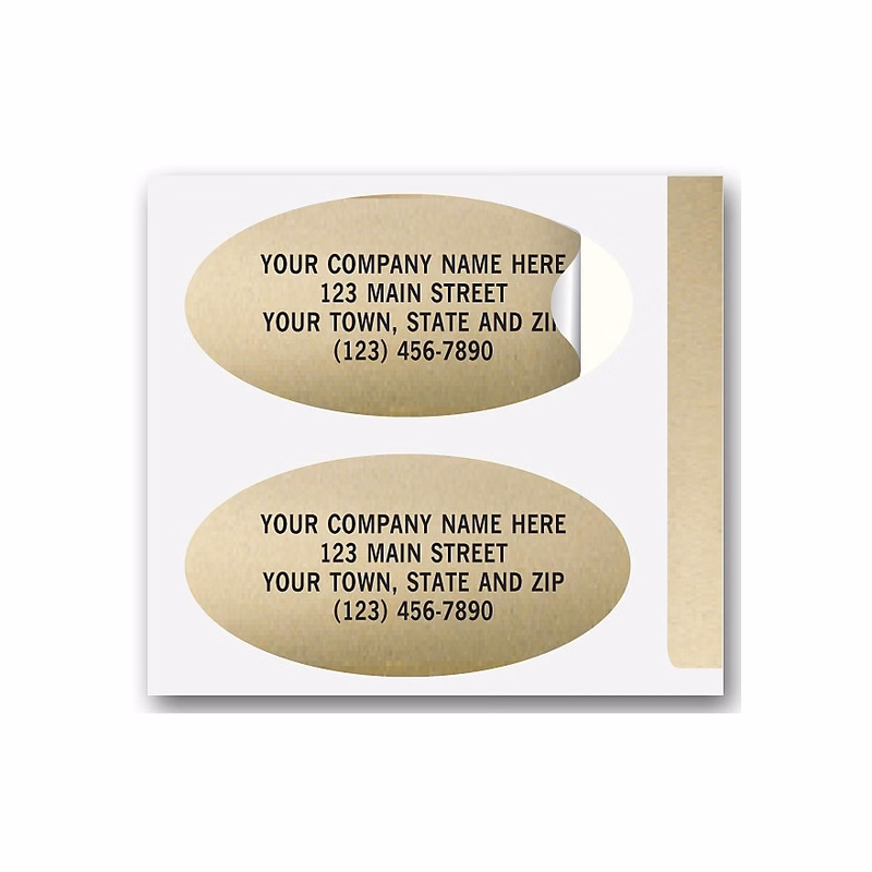 Advertising Labels, Padded, Paper, Gold Foil, Oval